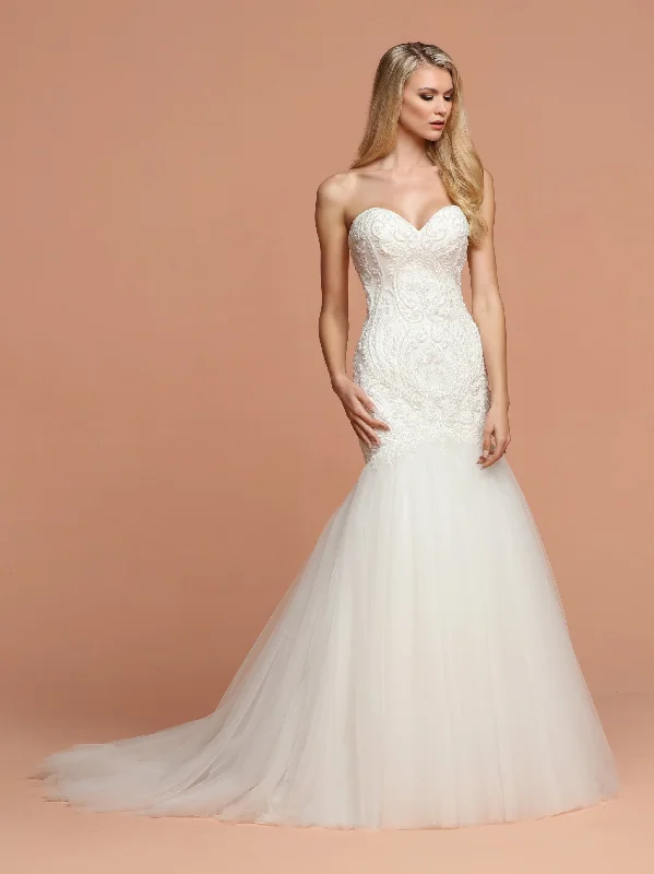 Dreamy Wedding Gown Davinci Bridal 50575 Size 14 White Fitted Mermaid Beaded Tulle Fit Flare Wedding Dress Corset Strapless Dreamy Wedding Gown Davinci Bridal 50575 Size 14 White Fitted Mermaid Beaded Tulle Fit Flare Wedding Dress Corset Strapless