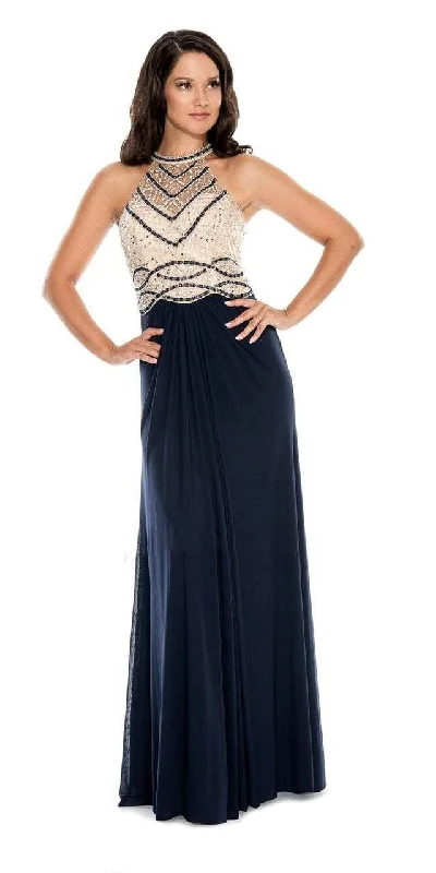 Dainty Chiffon Dress Decode 1.8 - 183986 Bead Embellished Halter Neck Evening Dress