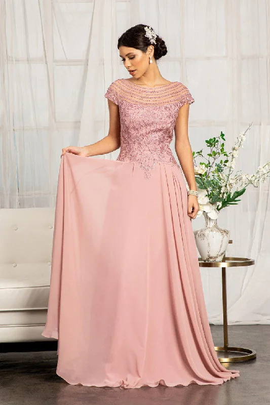 Off-White Gown Dusty Rose L Long Formal Chiffon Mother of the Bride Dress Sale