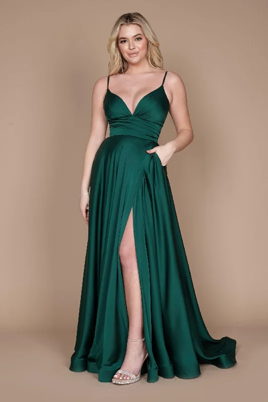 Full Skirt Dress Dylan & Davids Long Spaghetti Strap Prom Formal Gown Emerald Green