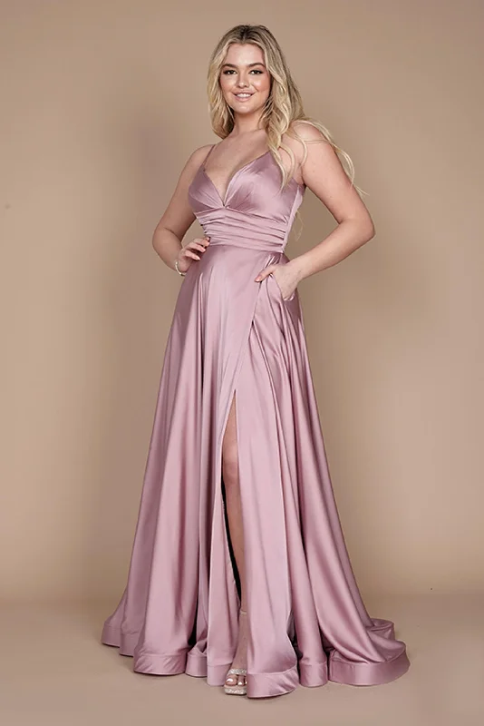 Chic Formal Gown Dylan & Davids Long Spaghetti Strap Prom Formal Gown Mauve