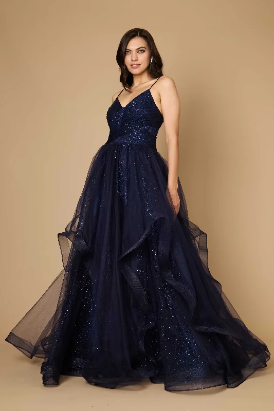 Lush Satin Gown Dylan & Davids Sparkling Long Formal Ball Gown Navy