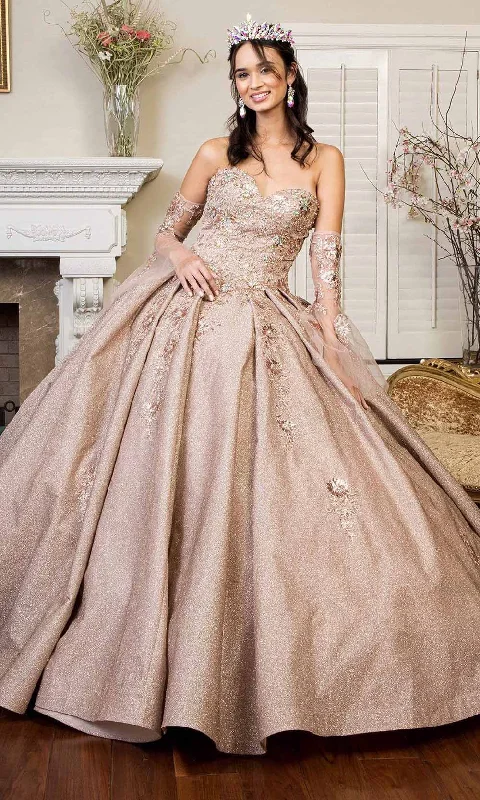 Lavish Red Gown Elizabeth K - GL1912 Embroidered Ballgown With Sheer Bell Sleeves