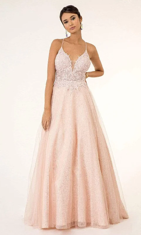Chic Satin Dress Elizabeth K - GL1917 Beaded Floral Embroidery Bodice Glitter Mesh Gown Chic Satin Dress Elizabeth K - GL1917 Beaded Floral Embroidery Bodice Glitter Mesh Gown