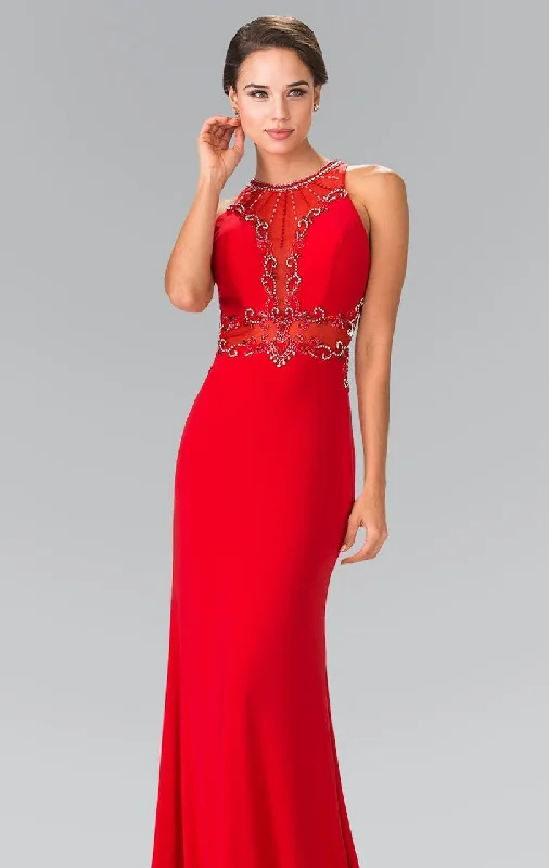 Gold Embellished Gown Elizabeth K - GL2298 Sleeveless Sequined Long Dress