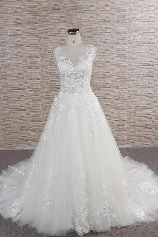 Tulle Skirt Dress Eye-catching Applqiues Tulle A-line Wedding Dress