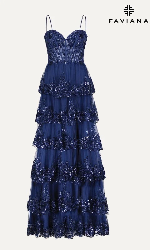 Floral Embroidery Dress Faviana E11087