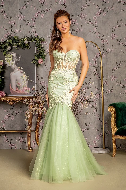 Elegant Tulle Gown Fitted Formal Evening Long Prom Dress