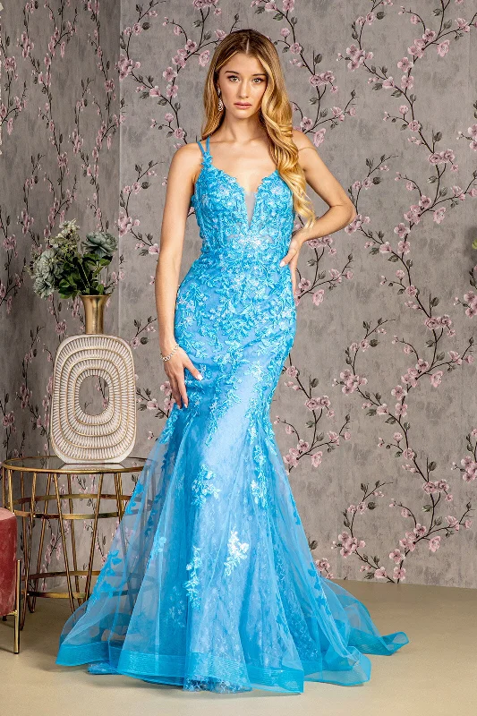 Romantic Soft Satin Dress Formal Long Floral Sequin Mermaid Prom Dress