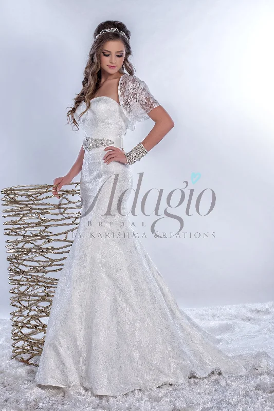 Floral Beaded Gown Adagio Bridal 9149 Size 14 Wedding Dress Long Lace Fit & Flare Corset Crystal Belt Floral Beaded Gown Adagio Bridal 9149 Size 14 Wedding Dress Long Lace Fit & Flare Corset Crystal Belt