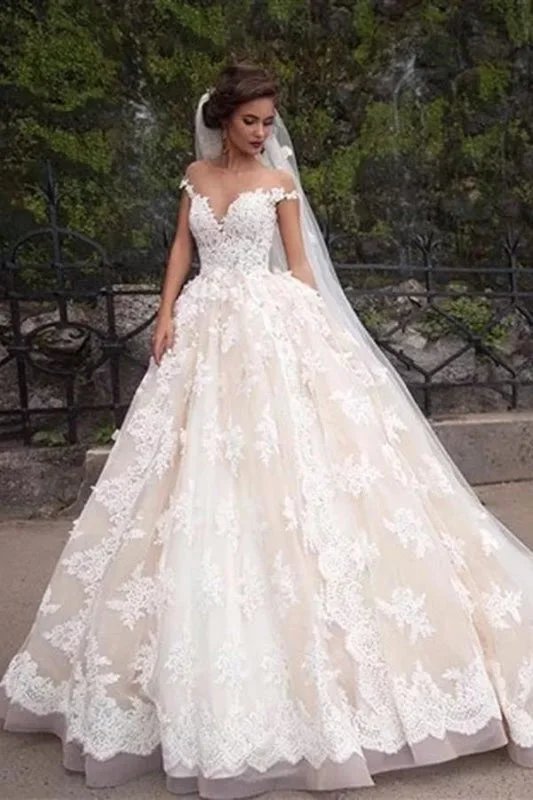 Regal Velvet Gown Gorgeous Sheer Neck Cap Sleeves Lace Appliques A Line Wedding Dress Regal Velvet Gown Gorgeous Sheer Neck Cap Sleeves Lace Appliques A Line Wedding Dress