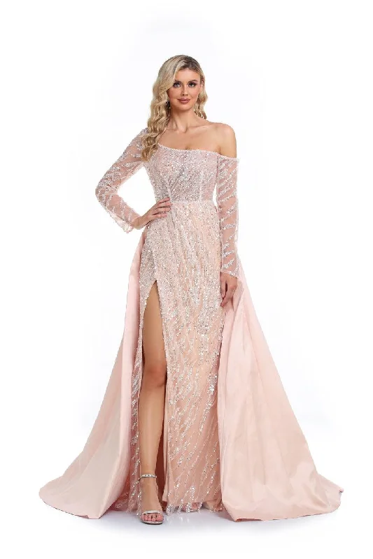 Floral Embroidery Dress High Couture NR2273 Champagne 14 Sale