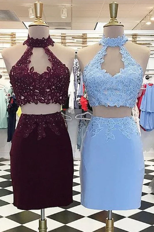 Showstopper Dress High Neck Two Pieces Maroon/Blue Lace Prom Homecoming Dresses, Mermaid Maroon/Blue Lace Formal Graduation Evening Dresses WT1020 Showstopper Dress High Neck Two Pieces Maroon/Blue Lace Prom Homecoming Dresses, Mermaid Maroon/Blue Lace Formal Graduation Evening Dresses WT1020