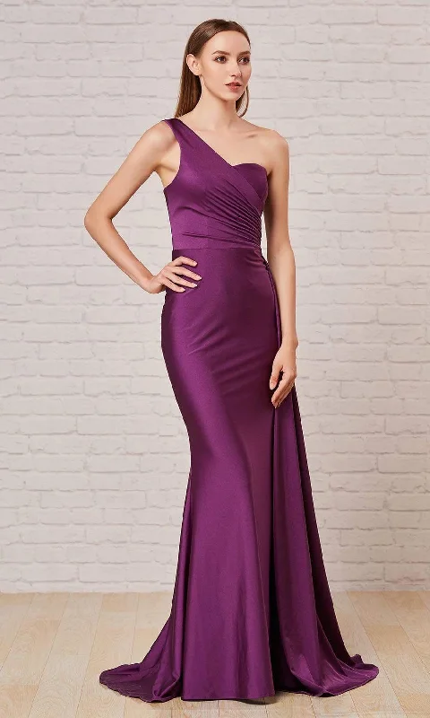 Sparkly Mermaid Dress J'Adore Dresses - J18015 Asymmetric Neck Trumpet Dress