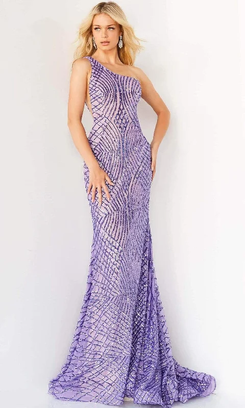 Elegant Cocktail Gown Jovani - 06517 One Shoulder Sequin Embellished Prom Dress