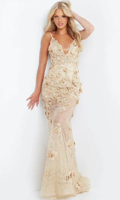 Stunning Applique Dress Jovani 06648 - V-Neck Embroidered Prom Dress