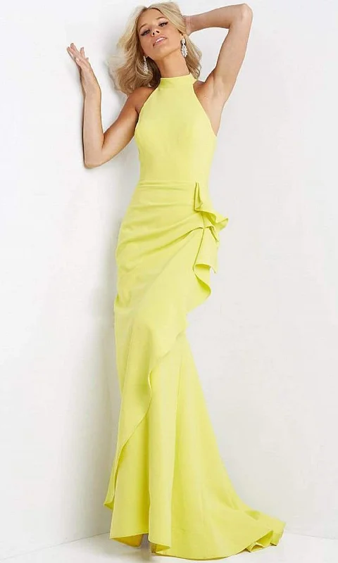 Whimsical Evening Gown Jovani - 07301 High Halter Neck Mermaid Gown With Ruffle