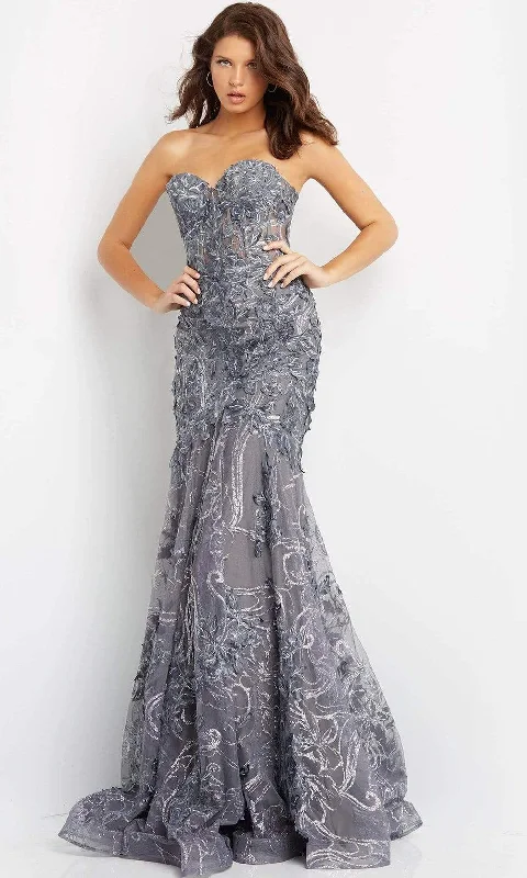 Trendy Party Dress Jovani - 07935 Appliqued Sweetheart Mermaid Gown