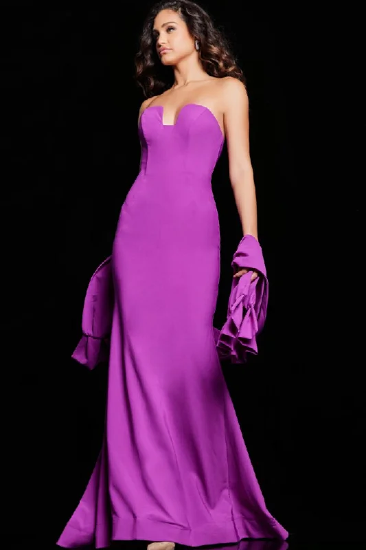 Open Back Dress Jovani 23029 Long Mermaid Berry Formal Dress