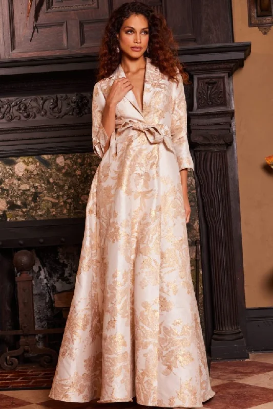 Floral Embroidery Dress Jovani 23178 Long A Line Pleated Print Formal Dress