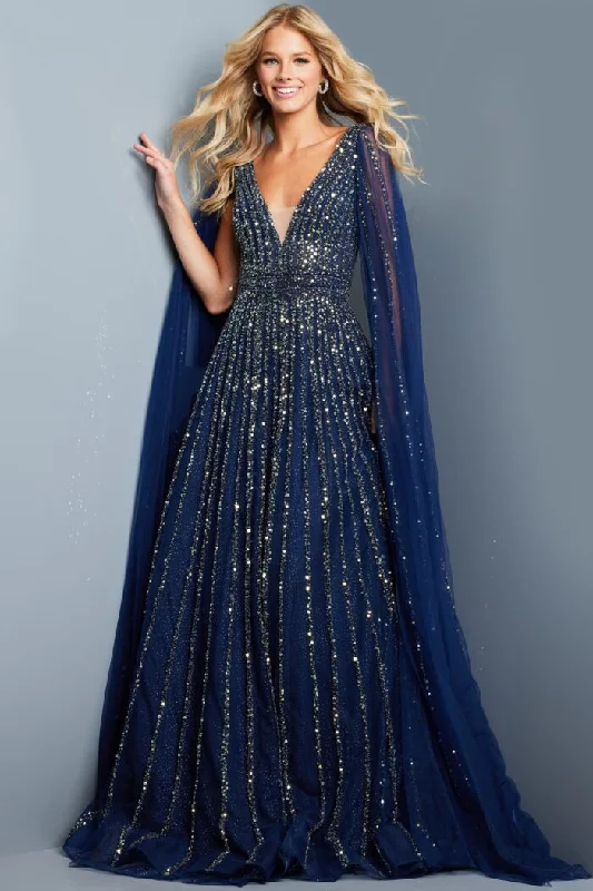 Sparkly Mermaid Dress Jovani 23362 A Line Long Sequin Formal Dress