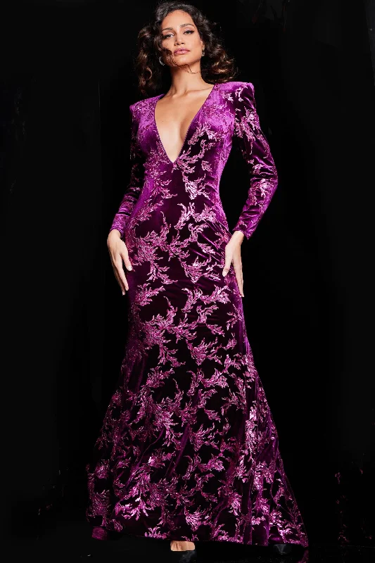 Winter Ball Gown Jovani 23715 Long Sequin Velvet Formal Dress