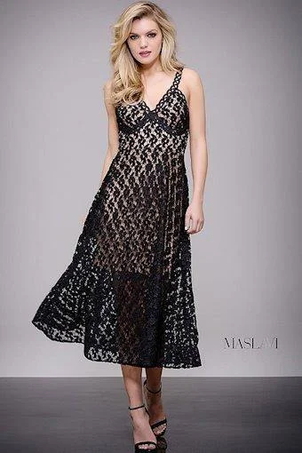 Elegant Wedding Gown Jovani M54865 V-Neck Formal Tea Length Dress