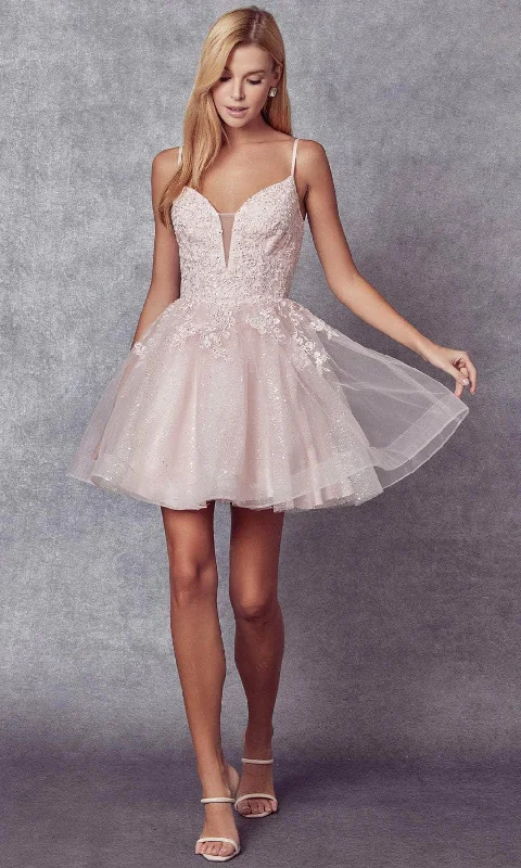 Satin Draped Gown Juliet Dresses 859 - Glitter Embroidered Cocktail Dress