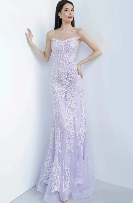 Charcoal Gray Gown JVN by Jovani - JVN02012 Spaghetti Strap Scoop Corset Mermaid Gown