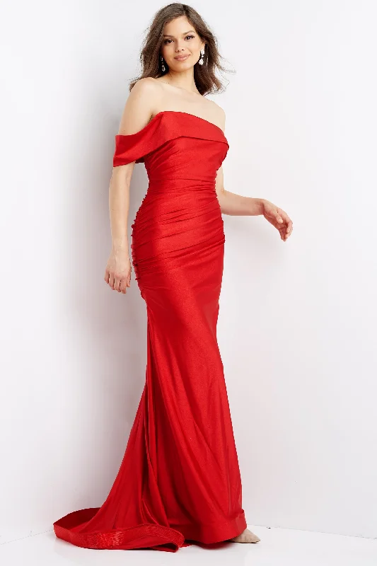 Draped Satin Gown JVN JVN07640 DRESS