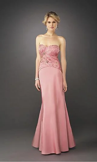 Lace Overlay Dress La Femme - 12221 Ruche-Textured Semi-Sweetheart Evening Gown