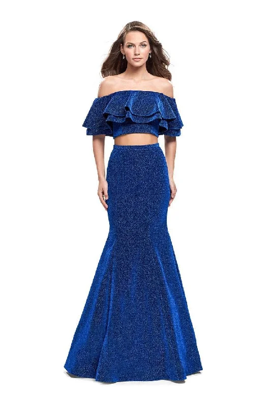 Regal Ball Gown La Femme - 26324 Two Piece Ruffled Off-Shoulder Jersey Mermaid Dress Regal Ball Gown La Femme - 26324 Two Piece Ruffled Off-Shoulder Jersey Mermaid Dress