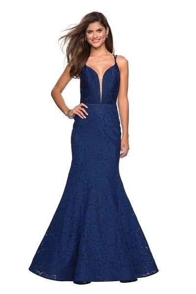 Modest Chiffon Dress La Femme - 27560 Plunging Sweetheart Strappy Mermaid Dress