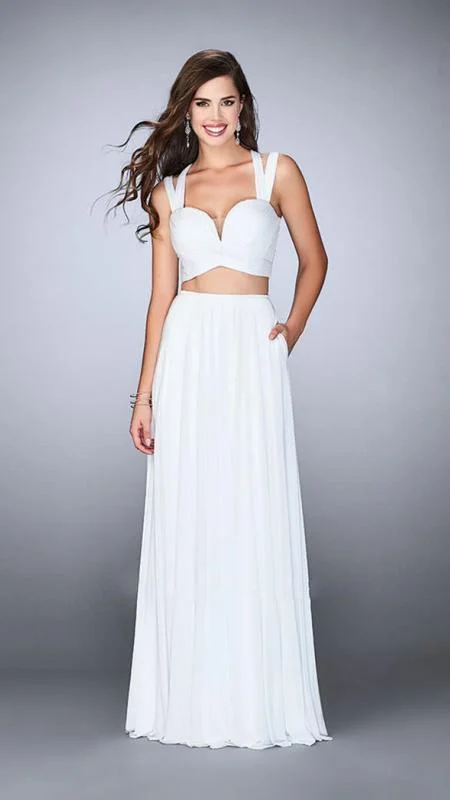 Midnight Blue Gown La Femme - 23940 Charming Sleeveless V-neck Two-piece Long Dress