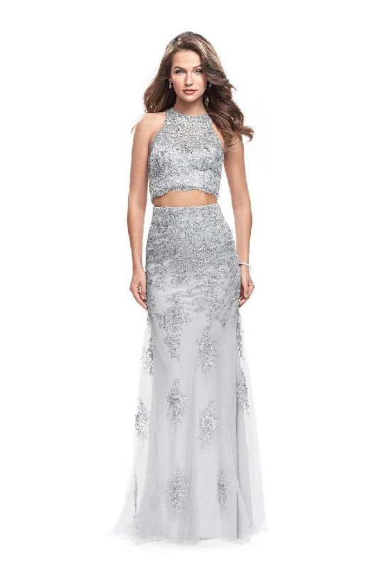Silk Ball Gown La Femme Gigi - 26294 Two-Piece Beaded Lace Sheath Gown