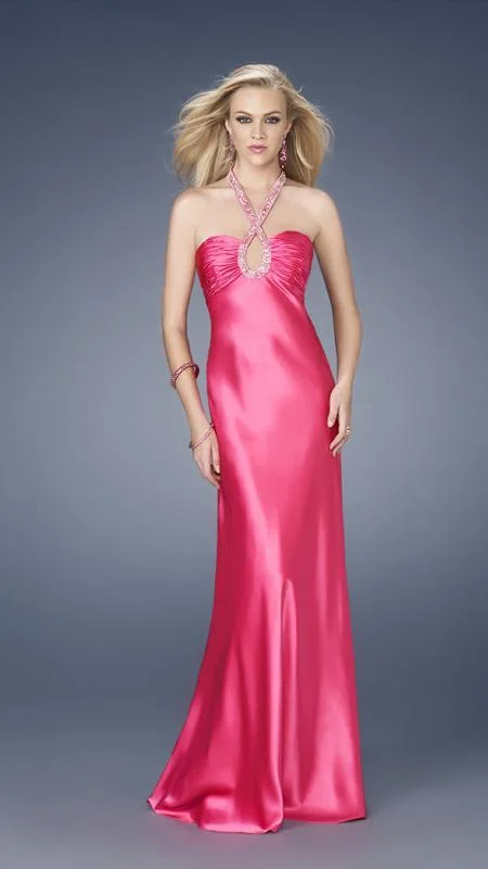 Garden Party Gown La Femme - 15121 Long Dress with Intricate Beaded Neckline