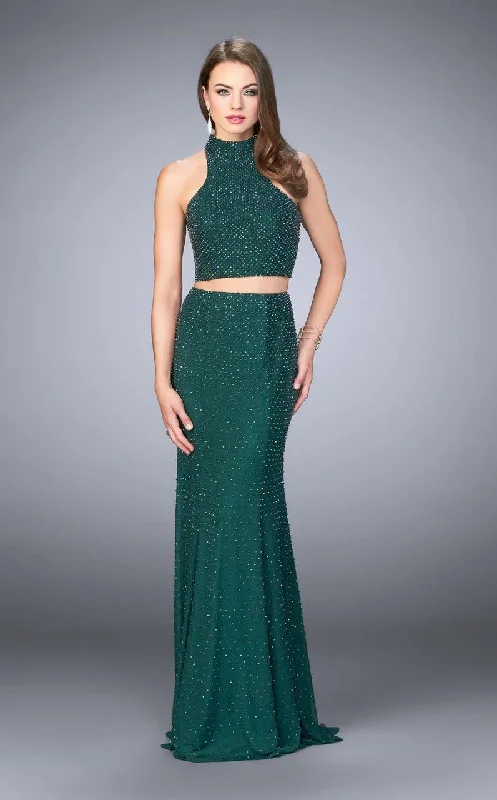Sweetheart Neckline Dress La Femme - 24158 Sophisticated Sparkling Sleeveless Beaded High Neck Two-Piece Dress