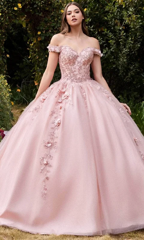 Whimsical Evening Gown Ladivine CD0185 - Off Shoulder Layered Tulle Ballgown