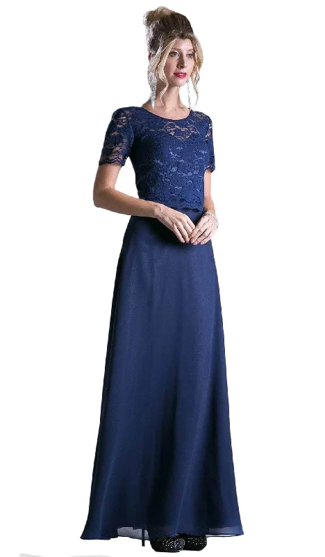 Unique Cocktail Dress Ladivine CF160 - Lace Bodice Mock Two-Piece Dress