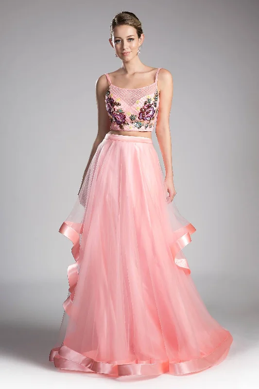 Elegant Tulle Gown Cinderella Divine CD11793 Long Two Piece Evening Prom Dress
