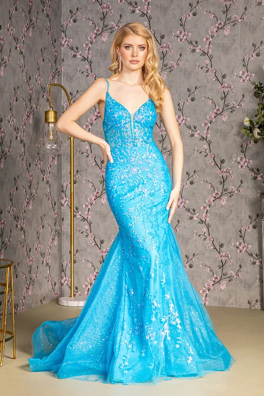 Regal Velvet Gown Long Formal Fitted Glitter Prom Dress