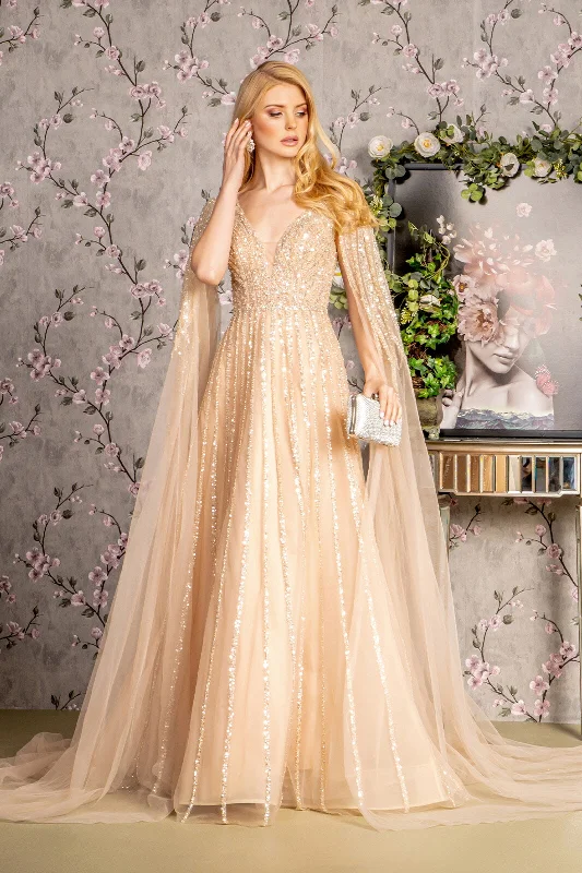 Lavish Red Gown Long Mother of the Bride Cape Dress
