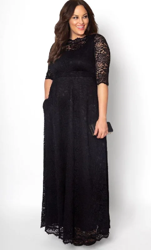 Draped Satin Gown Kiyonna Long Plus Size Lace Dress Sale