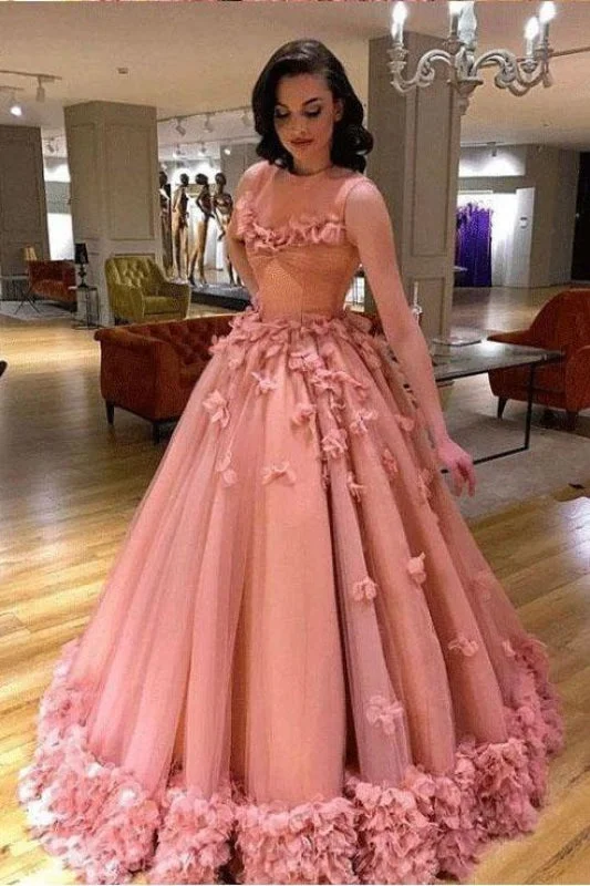 Sophisticated Party Dress Luxury Tulle Sleeveless Ball Gown Prom Dress with Flowers Princess Wedding Dresses Sophisticated Party Dress Luxury Tulle Sleeveless Ball Gown Prom Dress with Flowers Princess Wedding Dresses