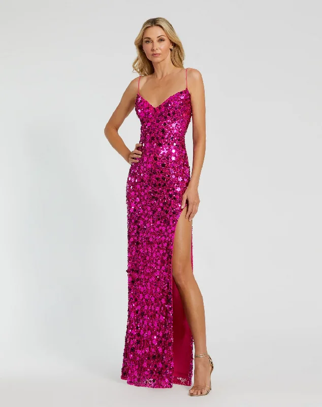 Lush Satin Gown Mac Duggal 10047 Prom Fitted Sequin Formal Long Dress