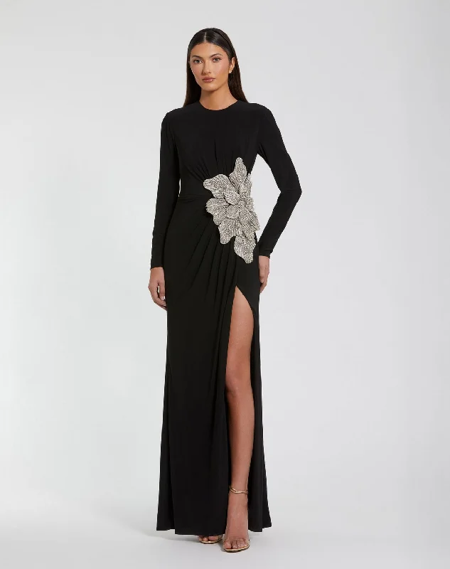 Silk Ball Gown Mac Duggal 11809 Formal Prom Fitted Long Sleeve Dress