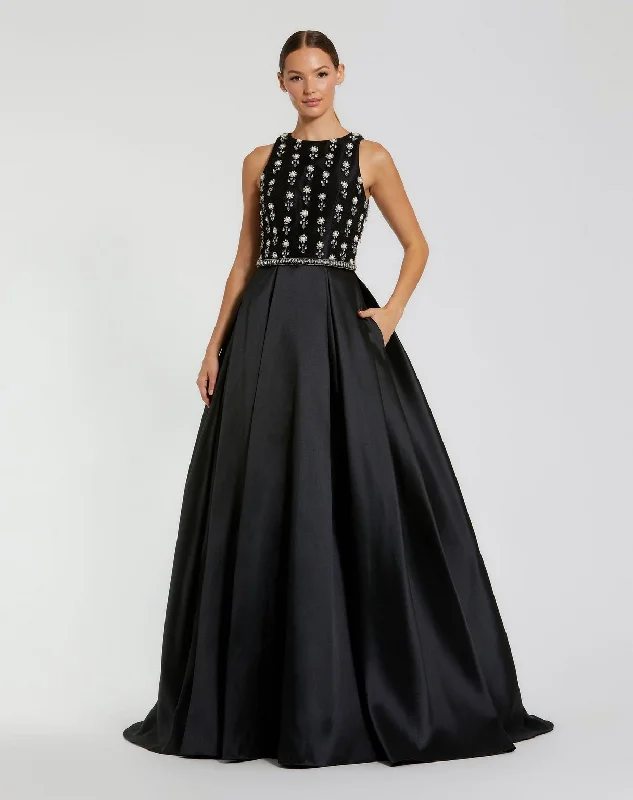 Glam Ball Gown Mac Duggal 48803 Long Ball Gown Beaded Formal Prom Dress