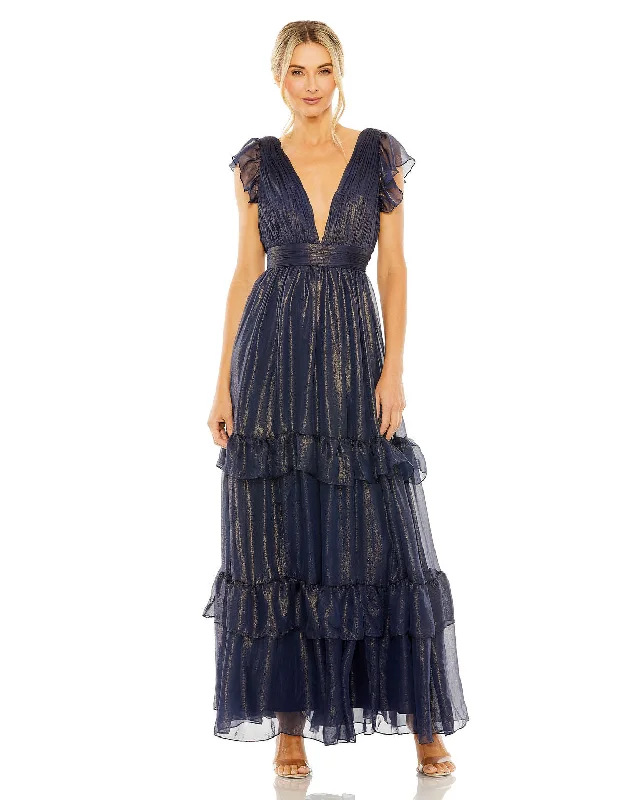 Rich Velvet Dress Mac Duggal 49742 Long Formal Metallic Evening Prom Dress
