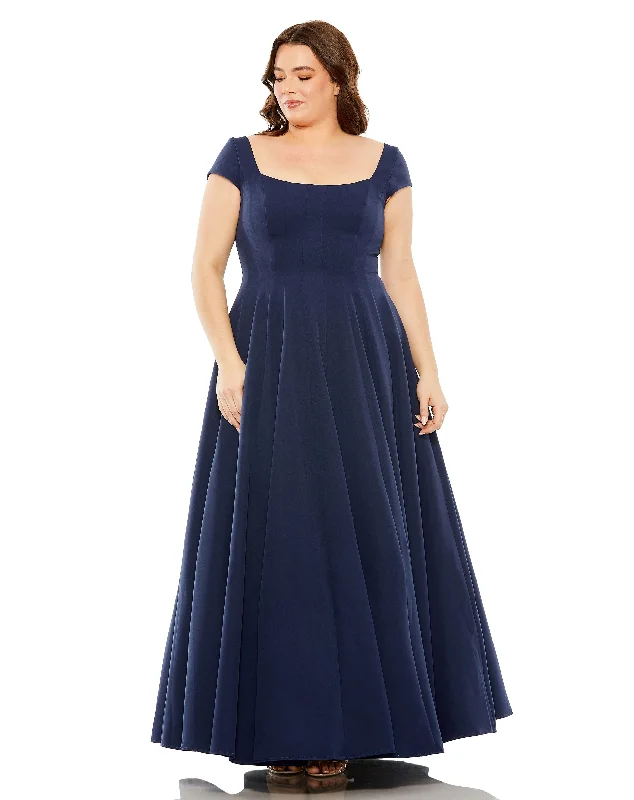 Floral Beaded Gown Mac Duggal 49783W Long A Line Plus Size Formal Dress