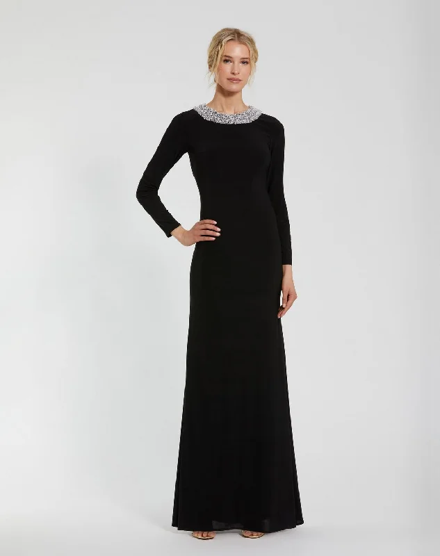 Dreamy Wedding Gown Mac Duggal 49951 Fitted Formal Prom Beaded Long Sleeve Dress